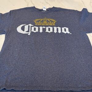 Corona Heather Blue Tee with Gold Crown